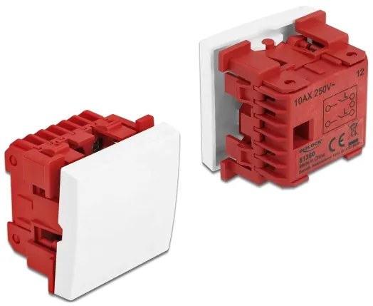 DELOCK module διακόπτης Easy 45 81360, μονός, 2-pole, 1-way, λευκός