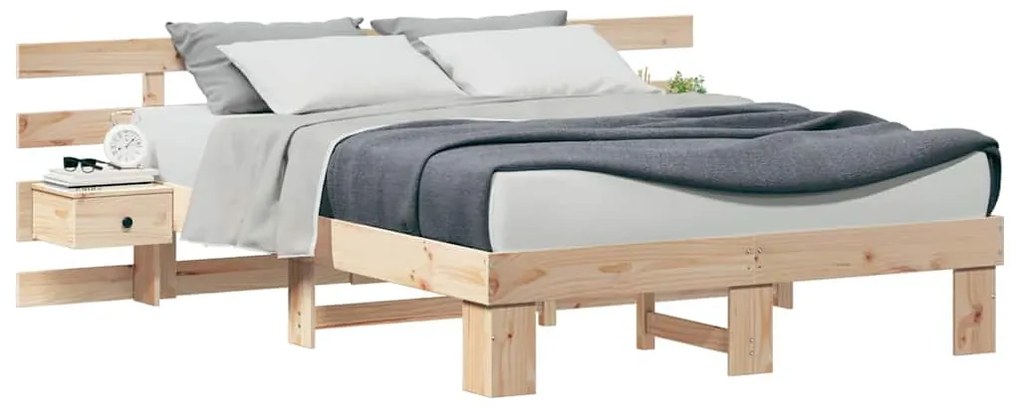vidaXL Σκελετός Κρεβατιού Καφέ 160 x 200 cm Μασίφ ξύλο πεύκου