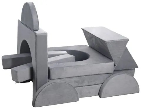 VEVOR Modular Kids Play Couch, Sectional Toddler Sofa with Armrests, 28D Sponge &amp; Short Pile, Convertible Kids Modular Couch DIY Creative Combination for Playroom, Bedroom, Living Room, 14 Pcs, Gray