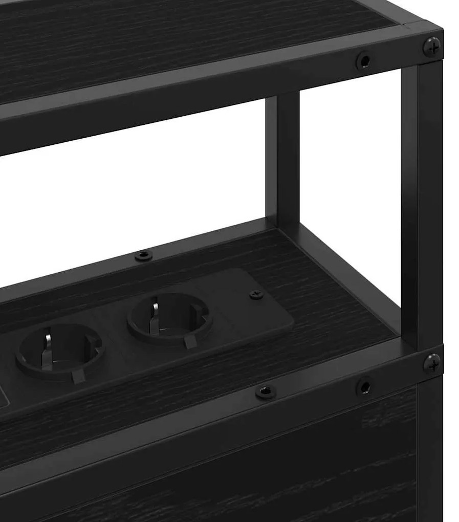 vidaXL Κεφαλάρι Αποθήκης με ράφι Μαύρη δρυς 180 cm Επεξεργασμένο ξύλο