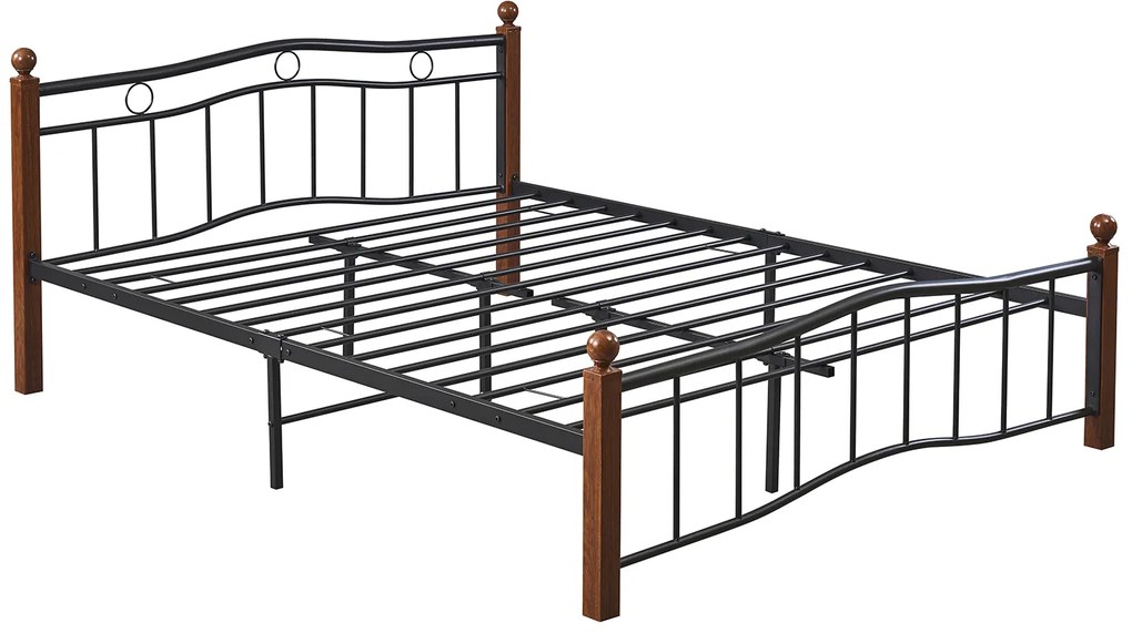 Κρεβάτι Ημίδιπλο ArteLibre ARROWHEAD Μαύρο/Καρυδί Μέταλλο Για Στρώμα 120x200cm