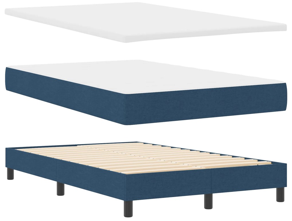 vidaXL Κρεβάτι Box Spring με Στρώμα Μπλε 120x200 εκ. Υφάσματος