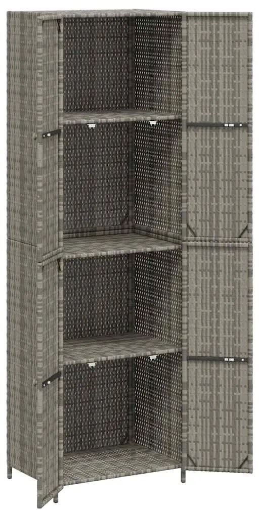 vidaXL Ντουλάπι Αποθήκευσης Κήπου Γκρι 59x40x180 εκ. από Συνθ. Ρατάν