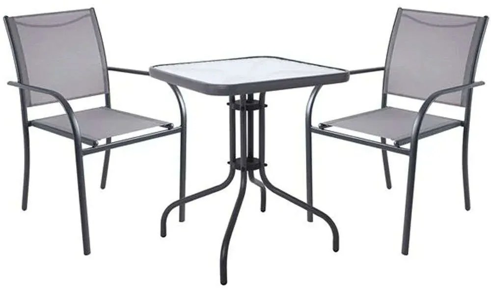 Τραπεζαρία Langley (Σετ 3Τμχ) Ε2422,1S 60x60x70cm Anthracite-Grey Two Seater