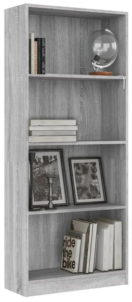 Βιβλιοθήκη με 4 Ράφια Γκρι Sonoma 60x24x142 εκ. Επεξεργ. Ξύλο - Γκρι