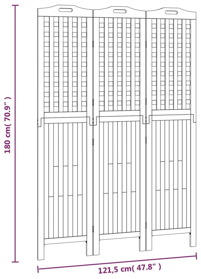 ΔΙΑΧΩΡΙΣΤΙΚΟ ΧΩΡΟΥ ΜΕ 3 ΠΑΝΕΛ 121,5X2X180ΕΚ. ΜΑΣΙΦ ΞΥΛΟ ΑΚΑΚΙΑΣ 318547