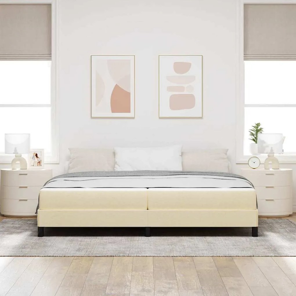 vidaXL Κρεβάτι με ελατήρια με στρώμα Κρεμ 200 x 200 cm ύφασμα