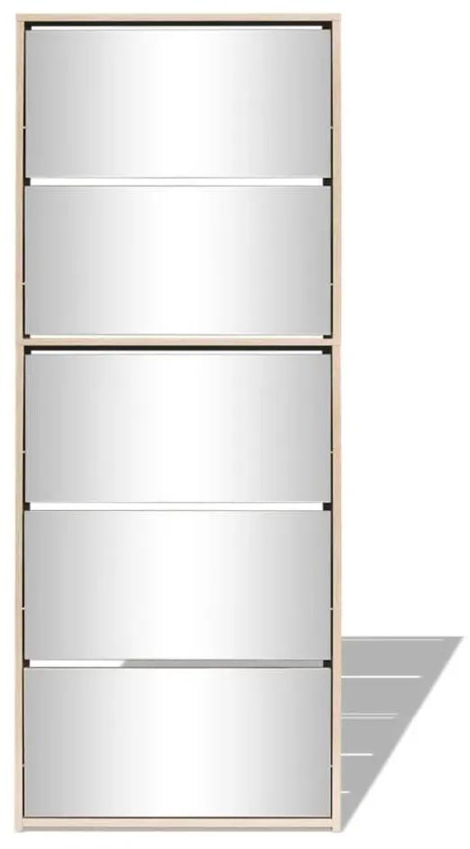 Παπουτσοθήκη Καθρέφτης 5 Επιπέδων Χρώμα Δρυς 63x17x169,5 εκ. - Καφέ
