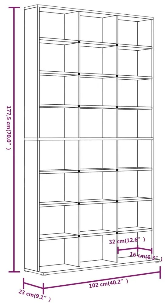 vidaXL Έπιπλο για CD Γκρι Sonoma 102x23x177,5 εκ. Επεξεργασμένο Ξύλο