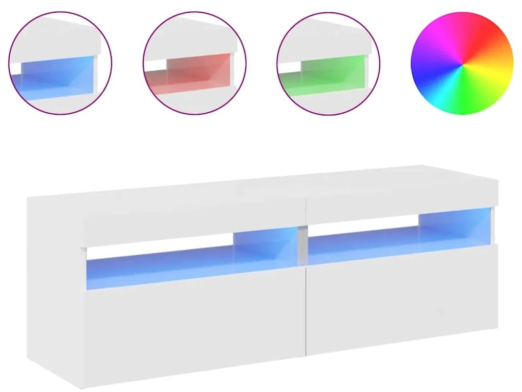 vidaXL Έπιπλα Τηλεόρασης με LED 2 τεμ. Γυαλιστερό Λευκό 60x35x40 εκ.