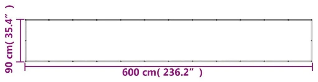 Διαχωριστικό Βεράντας Αν. Γκρι 90x600εκ 100% Πολ. Ύφασμα Oxford - Γκρι