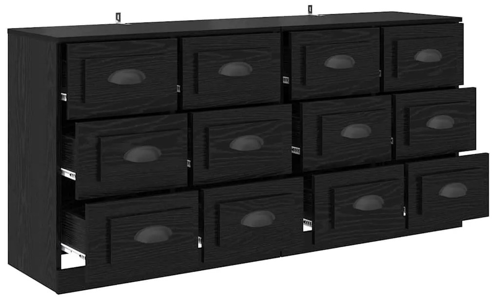 vidaXL Παραδοσιακά Πλευρικά Έπιπλα με συρτάρι 2 pcs Μαύρη Οξυά