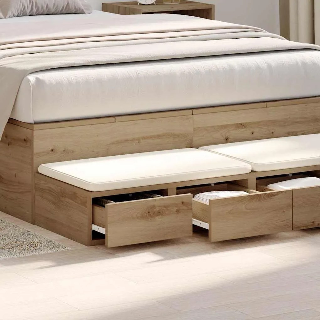 vidaXL Συρτάρια κρεβατιού με συρτάρι artisan δρυς 120 x 36.5 x 16.5 εκ
