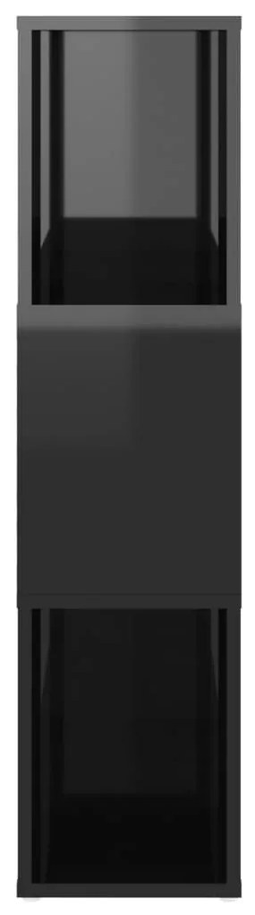 Βιβλιοθήκη/Διαχωριστικό Γυαλιστ. Μαύρο 60x24x94 εκ. Μοριοσανίδα - Μαύρο