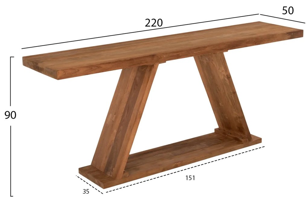 Κονσόλα C9555 απο Ξύλο TEAK σε Φυσικό χρώμα 220x50x90Υεκ. 220x50x90 εκ.