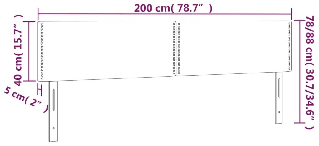 vidaXL Κεφαλάρι Κρεβατιού LED Μαύρο 200x5x78/88 εκ. Συνθετ. Δέρμα