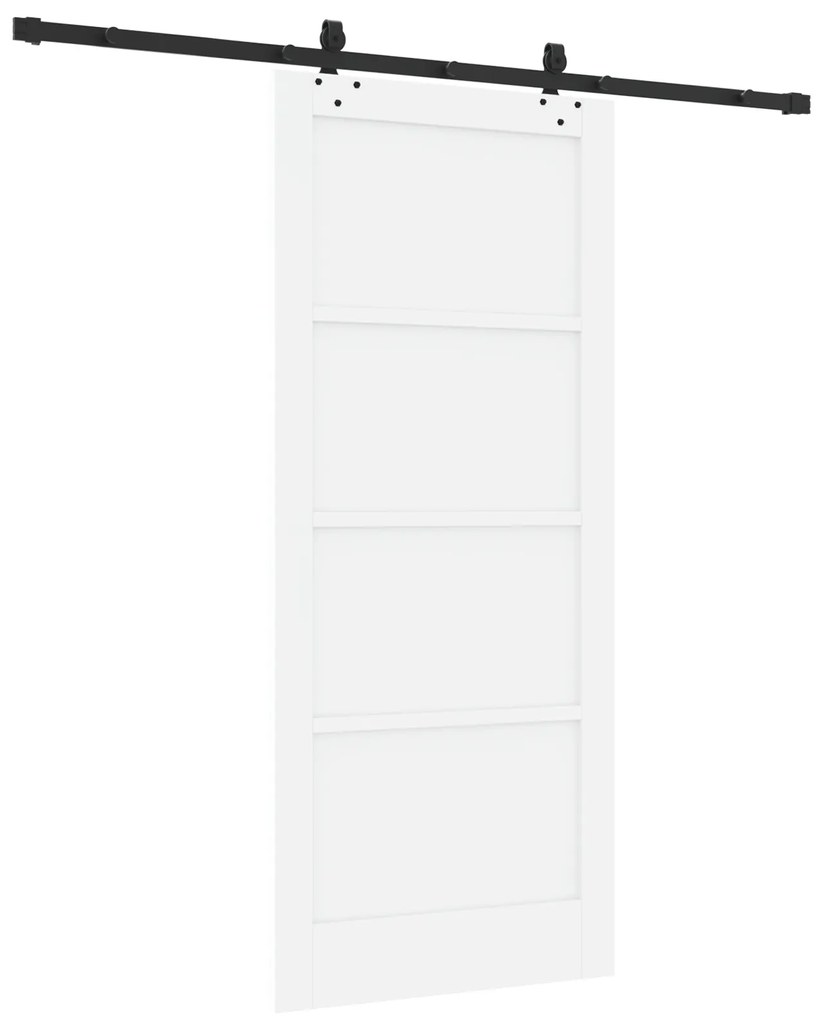 vidaXL Συρόμενη Πόρτα με Σετ Εξαρτημάτων Λευκή 86x198.5 εκ. Συμπαγές Ξύλο Πεύκου