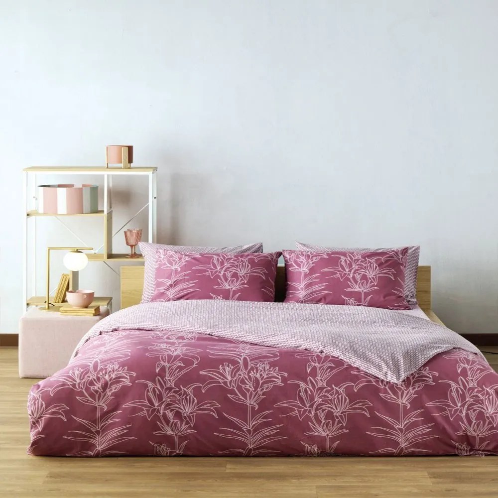 Σεντόνια Silia 05 (Σετ 4τμχ) Bordo-Pink Kentia Υπέρδιπλo 240x270cm 100% Βαμβάκι