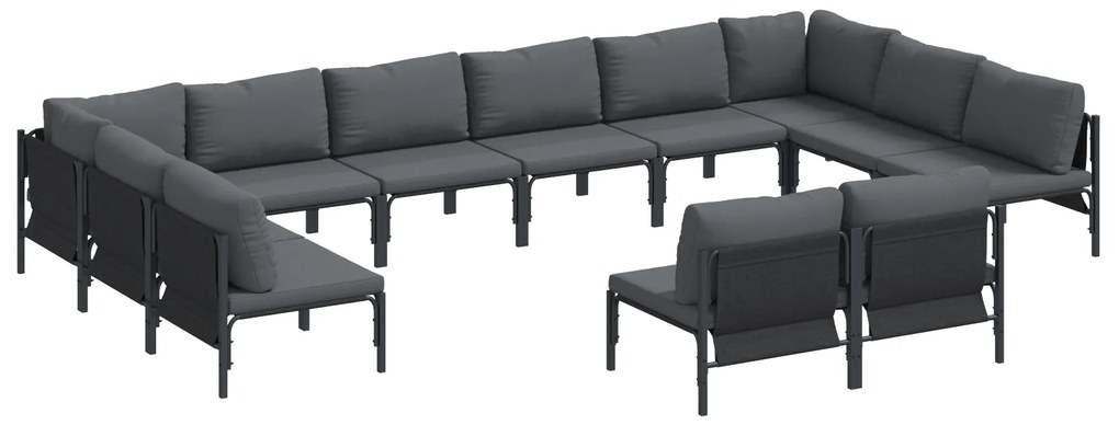 vidaXL Σετ Καναπέ Κήπου 12 pcs Ανθρακί Ατσάλι