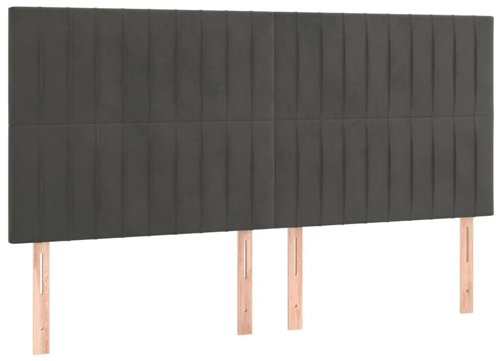 vidaXL Κεφαλάρια Κρεβατιού 4 τεμ.Σκούρο Γκρι 100x5x78/88 εκ. Βελούδινο