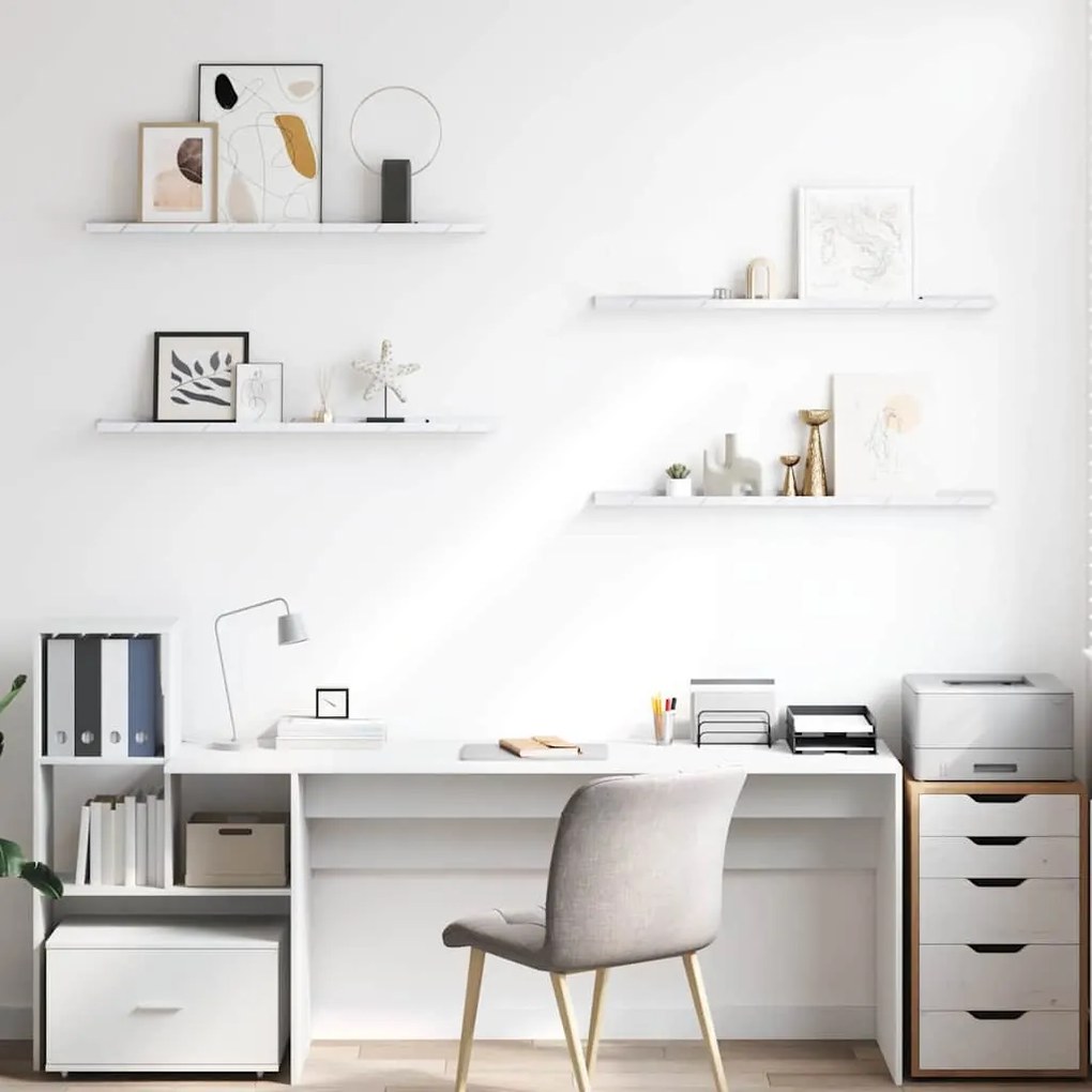 vidaXL Ράφι Τοίχου με ράφι 4 pcs Λευκό Μάρμαρο 100 x 9 x 3 cm