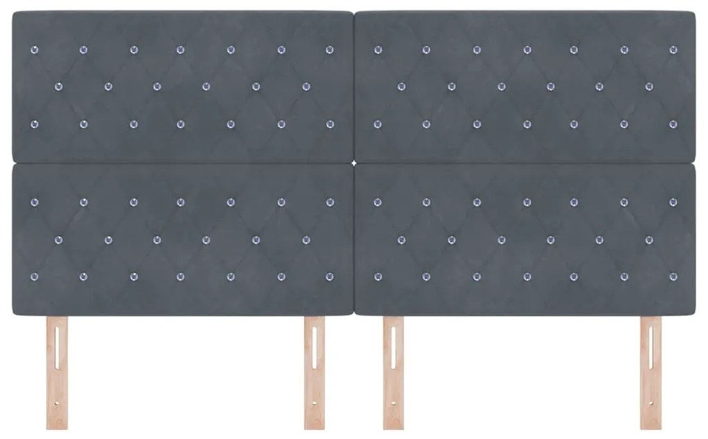 vidaXL Κεφαλάρι LED με φώτα λωρίδας LED Σκούρο γκρι 90 cm Βελούδο
