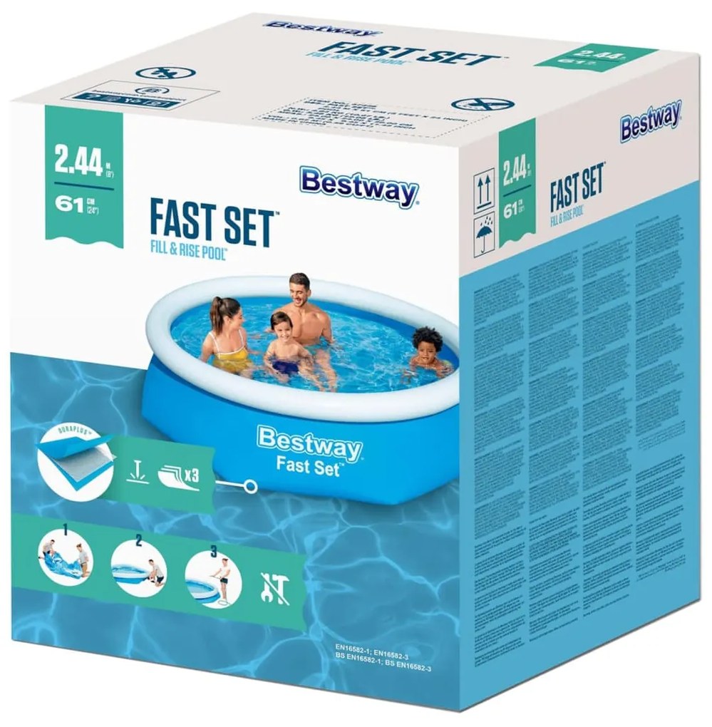 Bestway Πισίνα Φουσκωτή Στρογγυλή Fast Set Μπλε 244 x 61 εκ. 57265