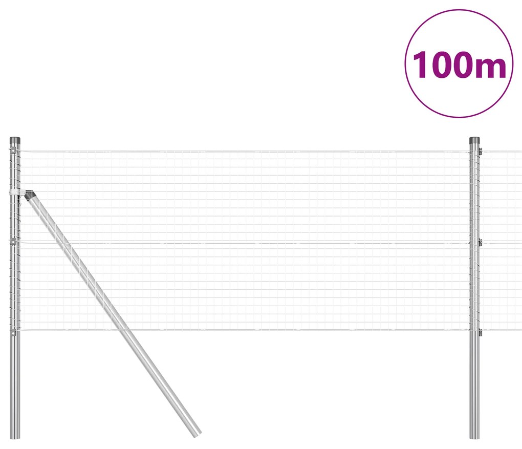 vidaXL Περίφραξη με 13 στύλους 0.8x100 μ. γαλβανισμένο ατσάλι