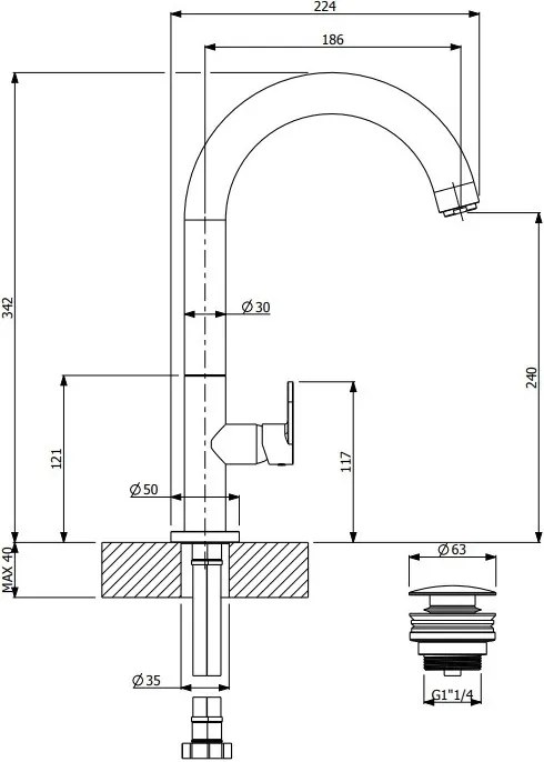 Μπαταρία νιπτήρα υψηλή με βαλβίδα Clic-Clac Slim Vicario-Mpronze