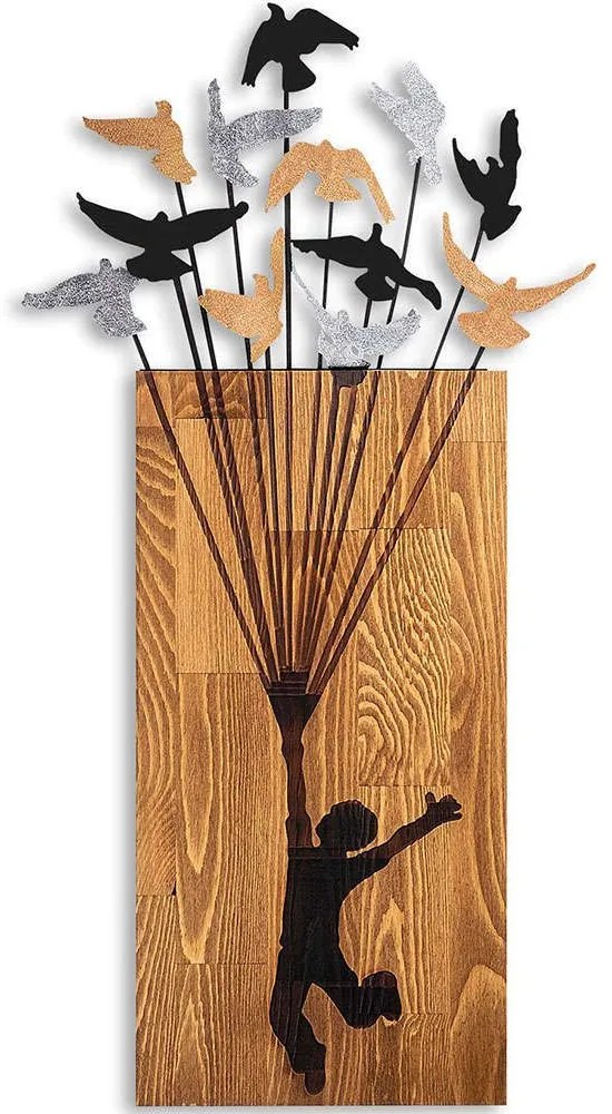 Διακοσμητικό Τοίχου Flying Boy 891TNL2370 45x86cm Multi Wallity Μέταλλο,Ξύλο