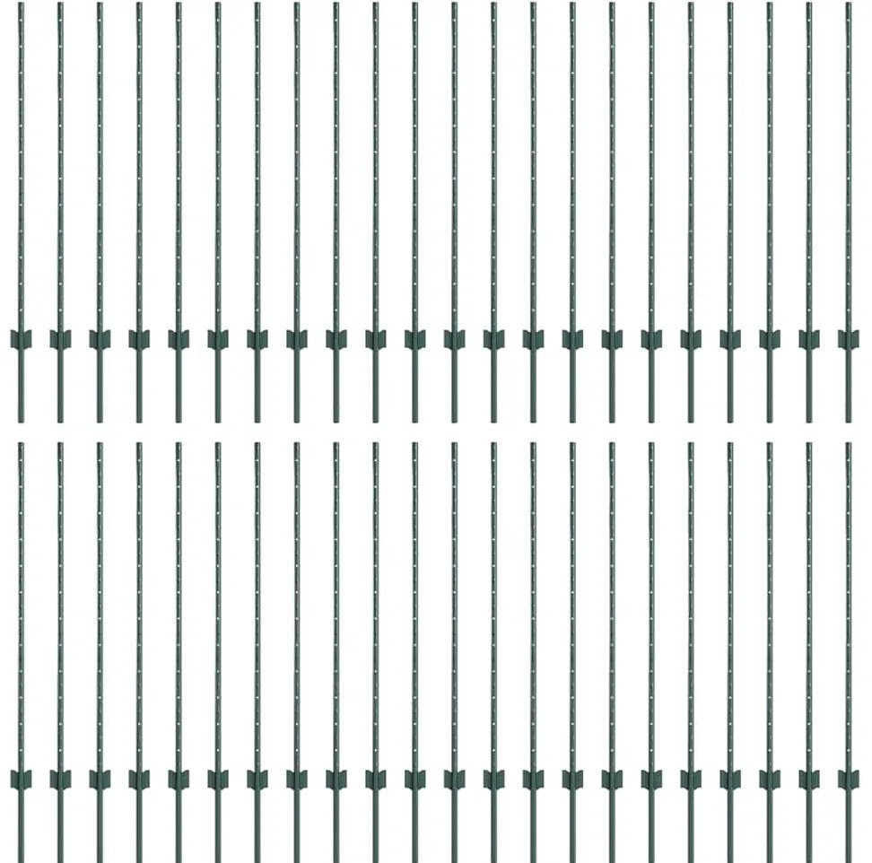 vidaXL Πό posts φράχτη 44 pcs Πράσινο 160 cm Ατσάλι