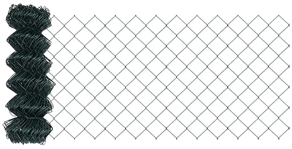 vidaXL Φράκτης Αλυσίδας με 22 U Posts Πράσινος 0.4x25 m Χάλυβας