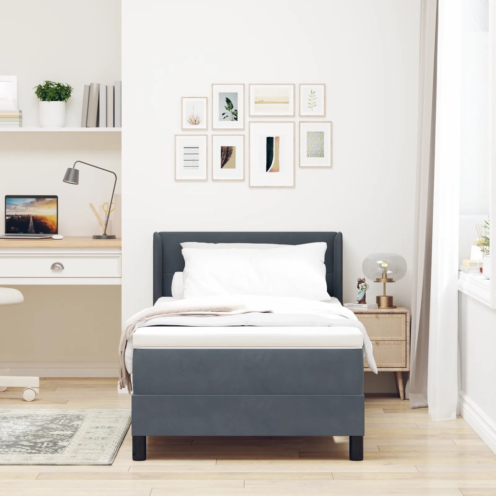 vidaXL Κρεβάτι Box Spring με Στρώμα Γκρι 80x200 εκ Βελούδο