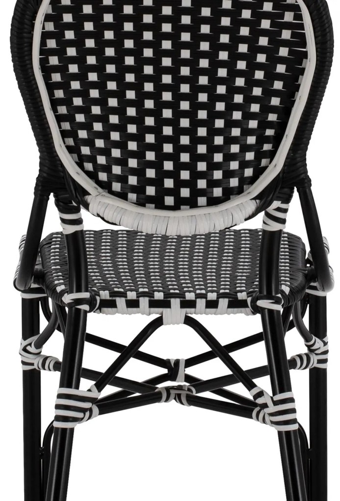 Καρέκλα C5792.02 Αλουμινίου Bamboo Look με Wicker Μαύρο - Λευκό 46x60x96 εκ. 46x60x96 εκ.