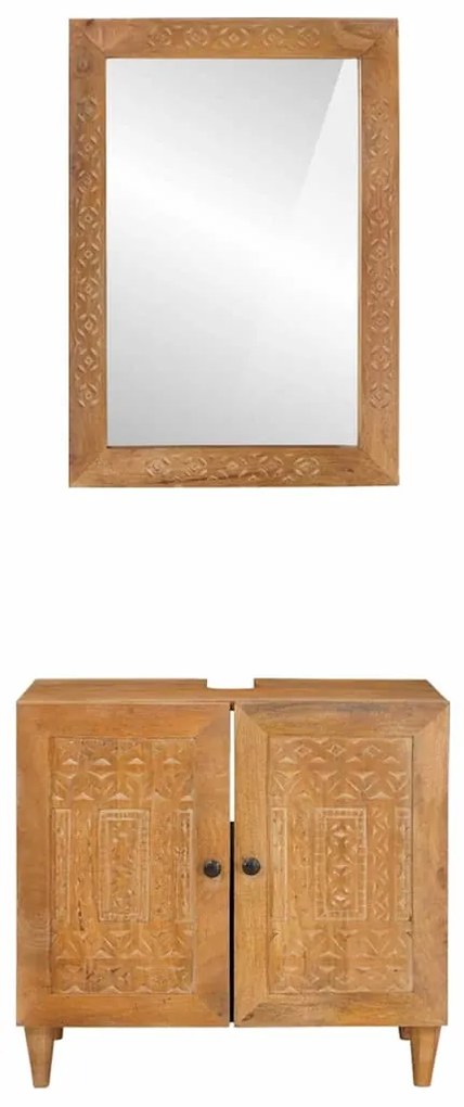 vidaXL Σετ Επίπλων Μπάνιου με ράφι 2 pcs Καφέ Επεξεργασμένο ξύλο