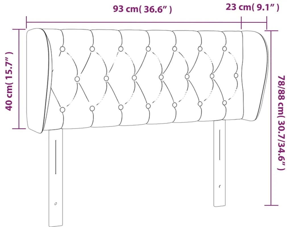 Κεφαλάρι με Πτερύγια Ανοιχτό Γκρι 93x23x78/88 εκ. Υφασμάτινο 3117462