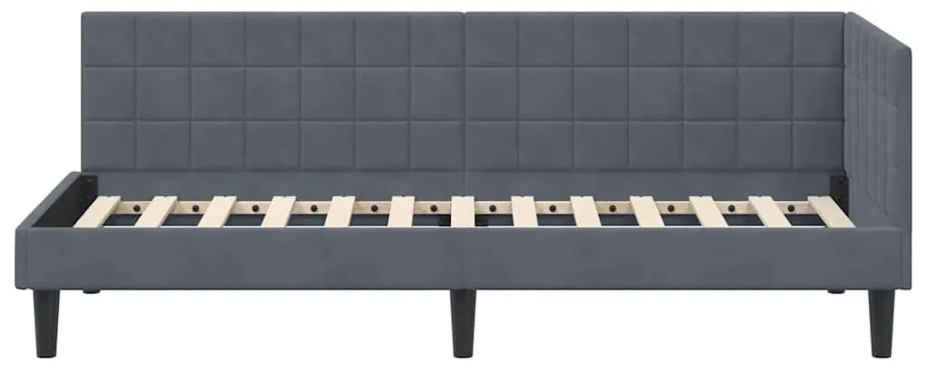 vidaXL Κρεβάτι Γωνίας με κεφαλάρι Σκούρο Γκρι 80 εκ x 200 εκ Βελούδο