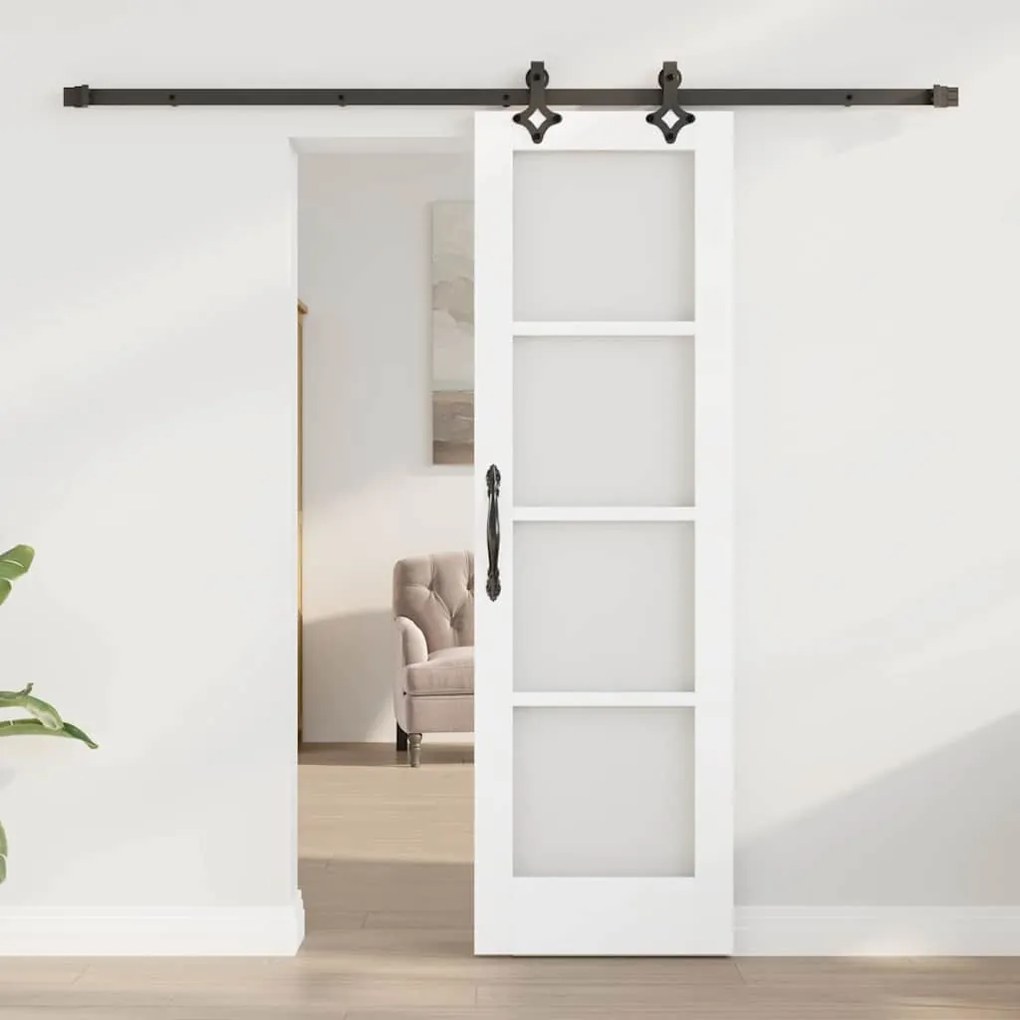 vidaXL Συρόμενη Πόρτα Λευκό 61 x 198.5 εκ. Ξύλο και μέταλλο