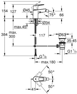 Μπαταρία μπιντέ Grohe BauLoop