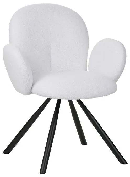Καρέκλα - Πολυθρόνα Garzele Inart λευκό μπουκλέ ύφασμα-πόδι μαύρο μέταλλο 68x66x82.5εκ 68x66x82.5 εκ.