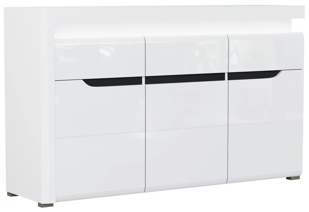 Σιφονιέρα Orlando K103, Γυαλιστερό λευκό, Άσπρο, Με συρτάρια και ντουλάπια, Αριθμός συρταριών: 1, 89x152x39cm | Epipla1.gr