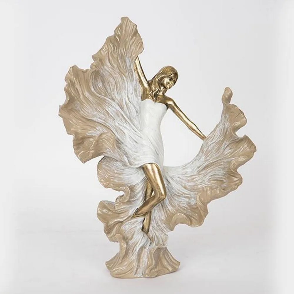 Διακοσμητική Φιγούρα Γυναίκα 752-27085 14x7x25cm Ivory-Gold Estheti Home Polyresin
