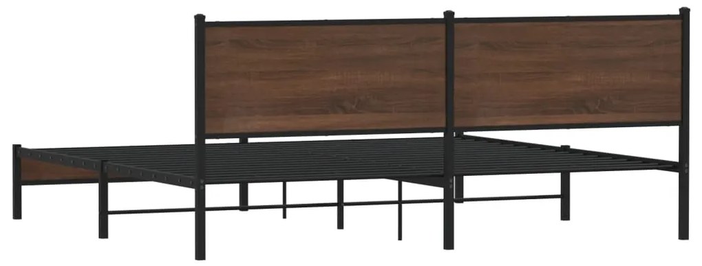 vidaXL Σκελετός Κρεβ. Χωρίς Στρώμα Καφέ Δρυς 200x200 εκ. Μεταλλικό