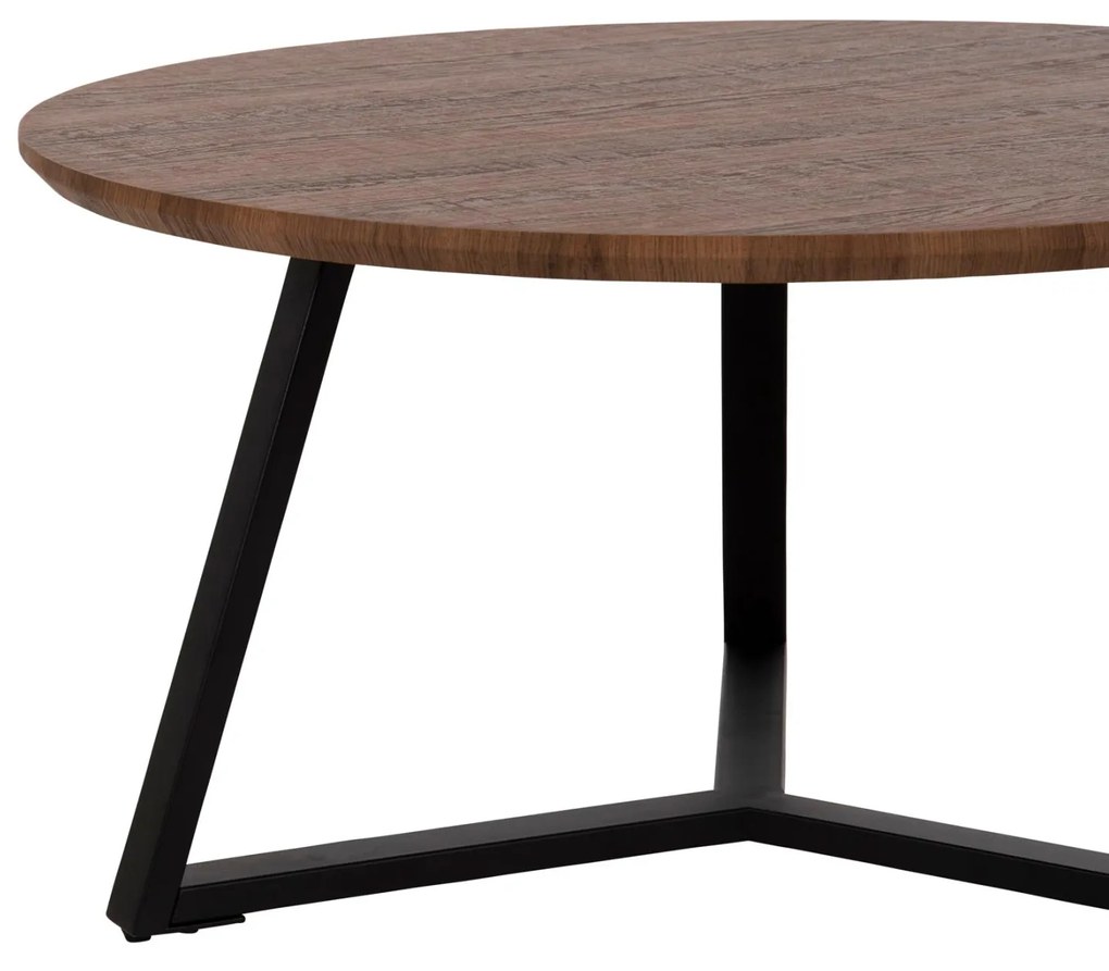 Τραπέζι Σαλονιού Rocket Στρογγυλό MDF Walnut-Μαύρη Σαγρέ Βάση Φ80x42Υ εκ. 80x80x42 εκ.