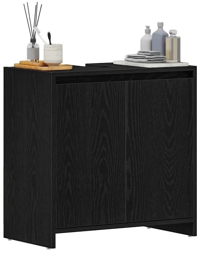 vidaXL Ντουλάπι μπάνιου Μαύρη βελανιδιά 60x33x60cm Κατασκευασμένο ξύλο