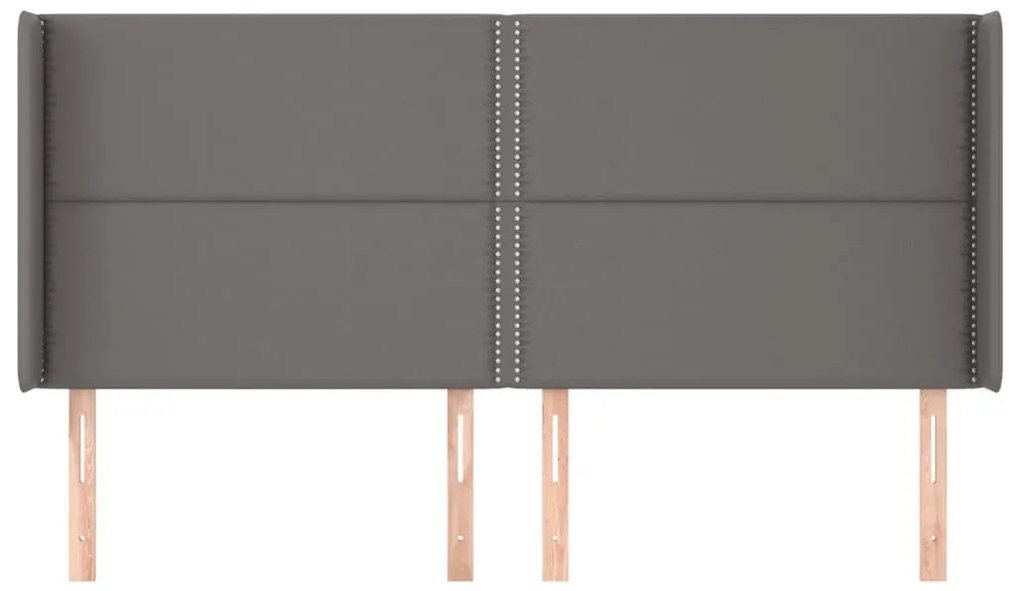 vidaXL Κεφαλάρι με Πτερύγια Γκρι 203x16x118/128 εκ. Συνθετικό Δέρμα