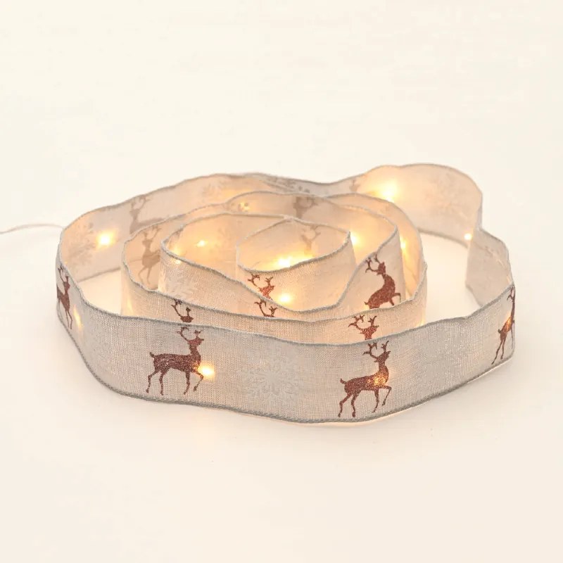 WHITE RIBBON WITH REINDEERS 20 LED ΛΑΜΠ.ΧΑΛΚΟΥ WW ΑΣΗΜΙ ΚΑΛ. ΜΠΑΤ:2XAA(ΔΕΝ ΠΕΡΙΛ) IP20 2m 30cm 1.2W ACA X07201189