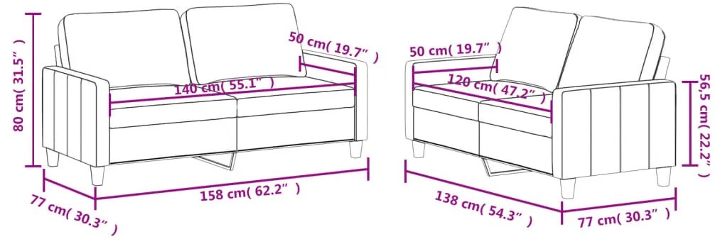 vidaXL Πολυθρόνες Σετ 2 Τεμαχίων Γκρι Συνθετικό Δέρμα με Μαξιλάρια