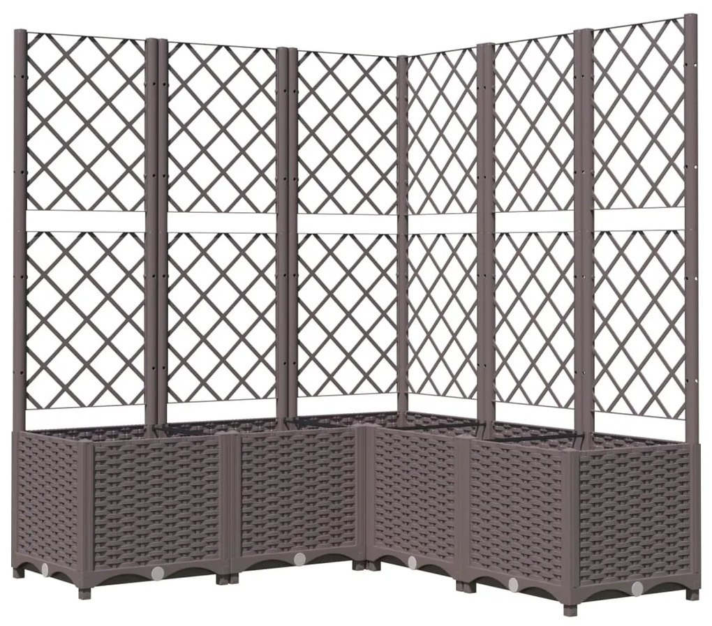 vidaXL Ζαρντινιέρα Κήπου με Καφασωτό Καφέ 120 x 120 x 136 εκ. από PP