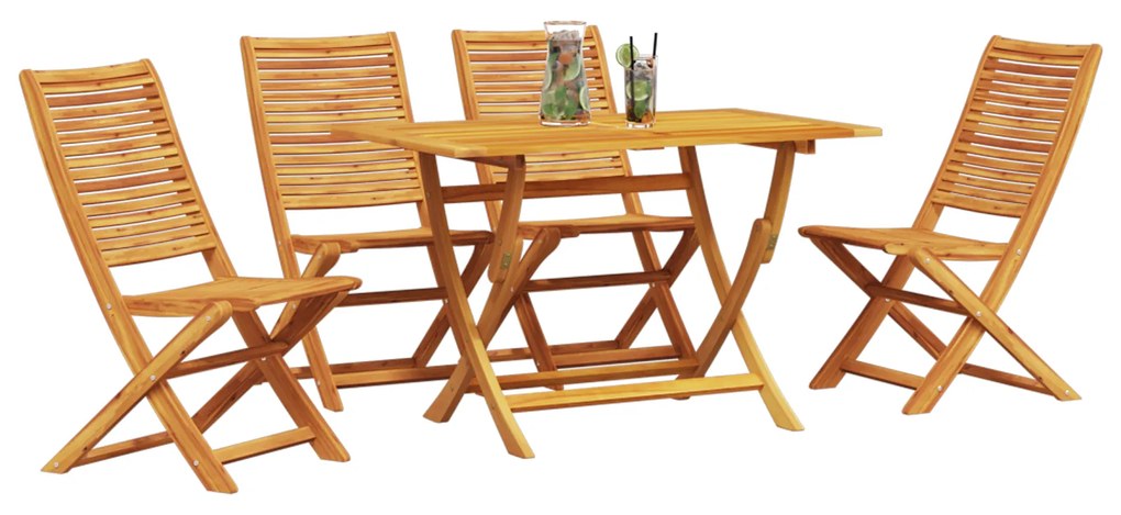 vidaXL Σετ Δείπνου Κήπου 5 pcs Φυσικό ξύλο Μεσαίο Ξύλο